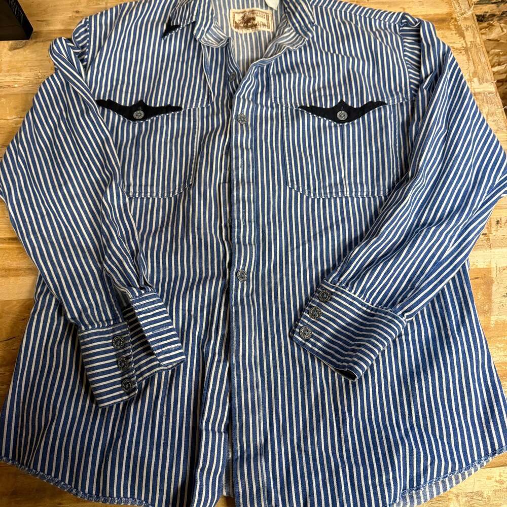 Vintage Frontier Rider Men's Medium Western  stripes batwing pockets made in USA